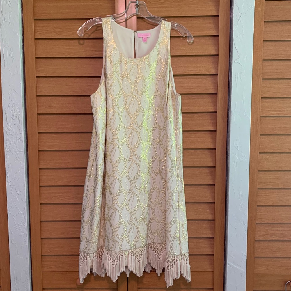 Gold Lilly Pulitzer Dress w Champagne Fringe